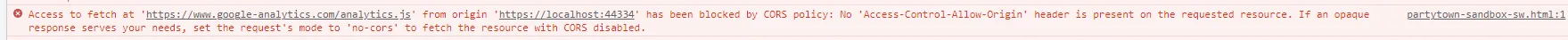 CORS error in DevTools console